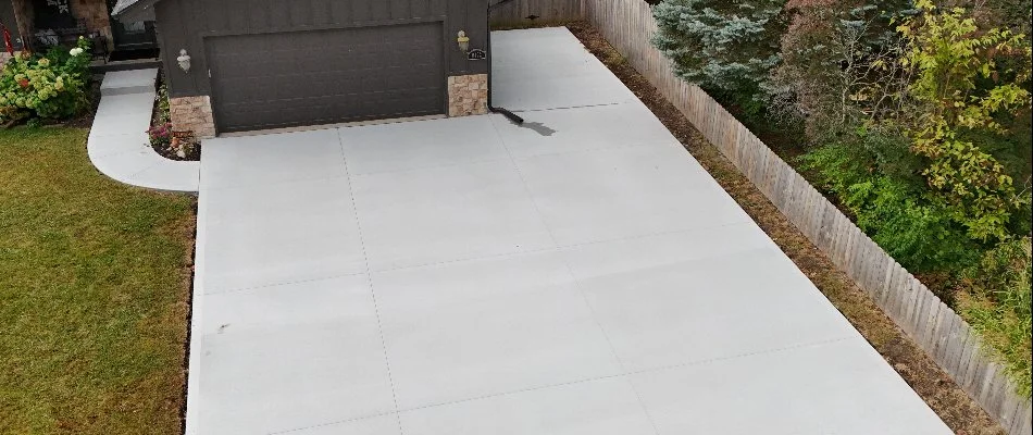 Concrete driveway and garage in Waukee, IA.