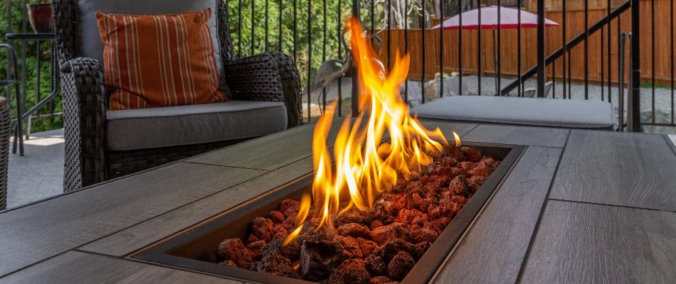 Gas-burning fire pit in Waukee, IA.