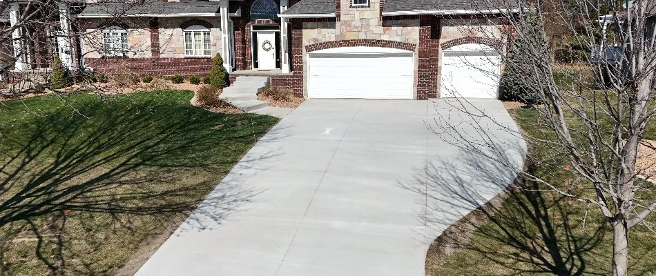 Concrete driveway at luxury home in Waukee, IA.