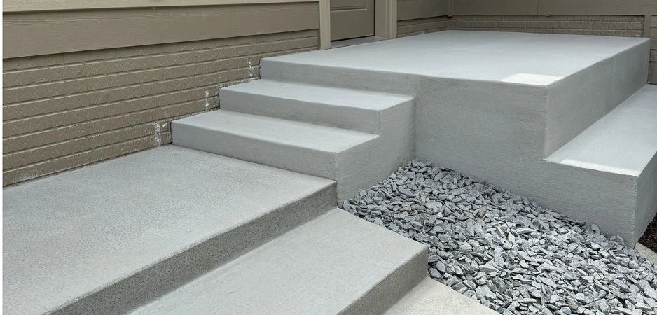 Concrete steps leading to a front door on a property in Waukee, IA.