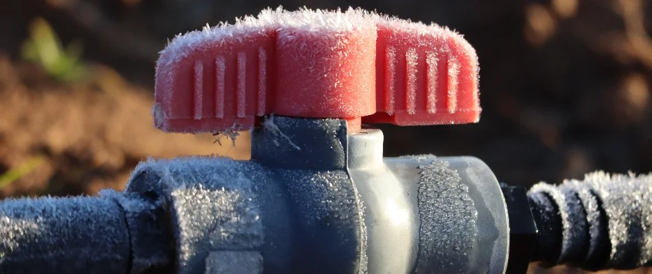 Frost on an irrigation valve on a property in Waukee, IA.