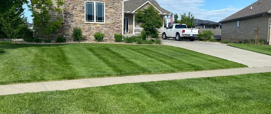 Neat lawn at a suburban home.