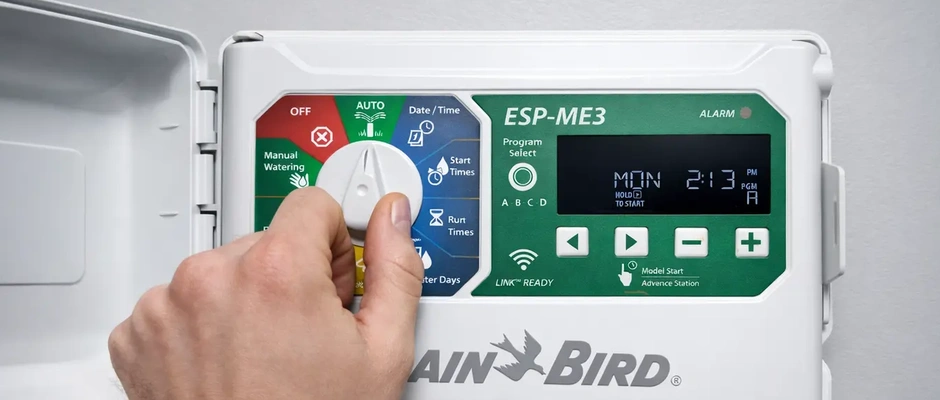 Sprinkler controller being programmed in Waukee, IA.