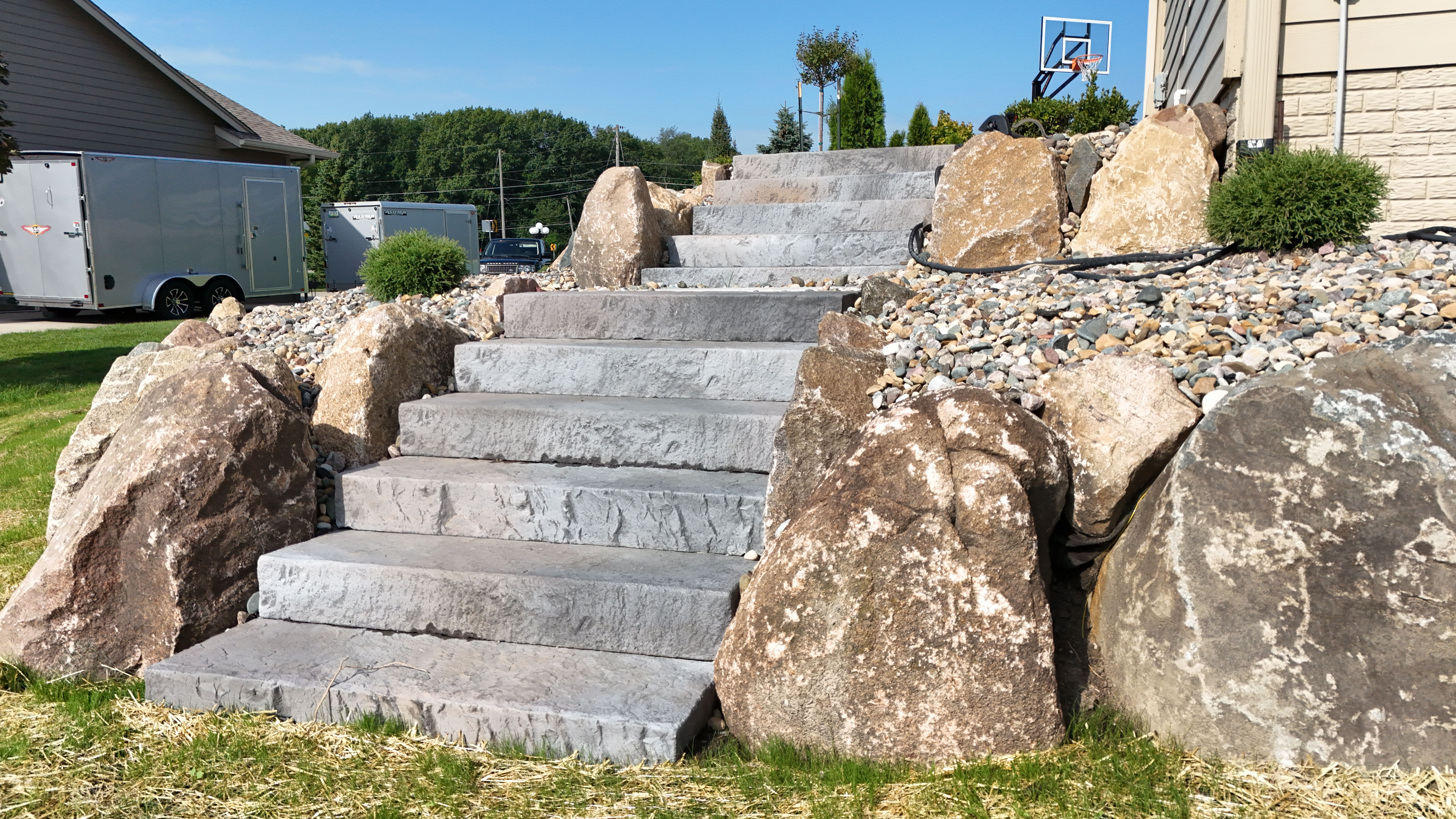 Retaining wall on a property in Waukee, IA.