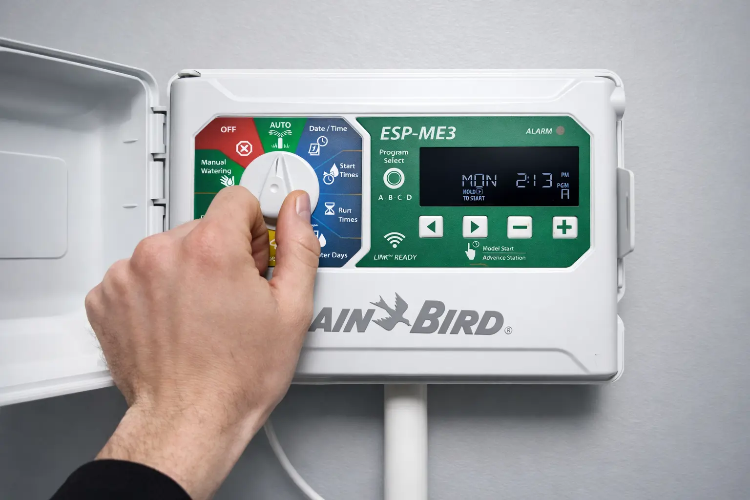 Sprinkler controller being programmed in Waukee, IA.